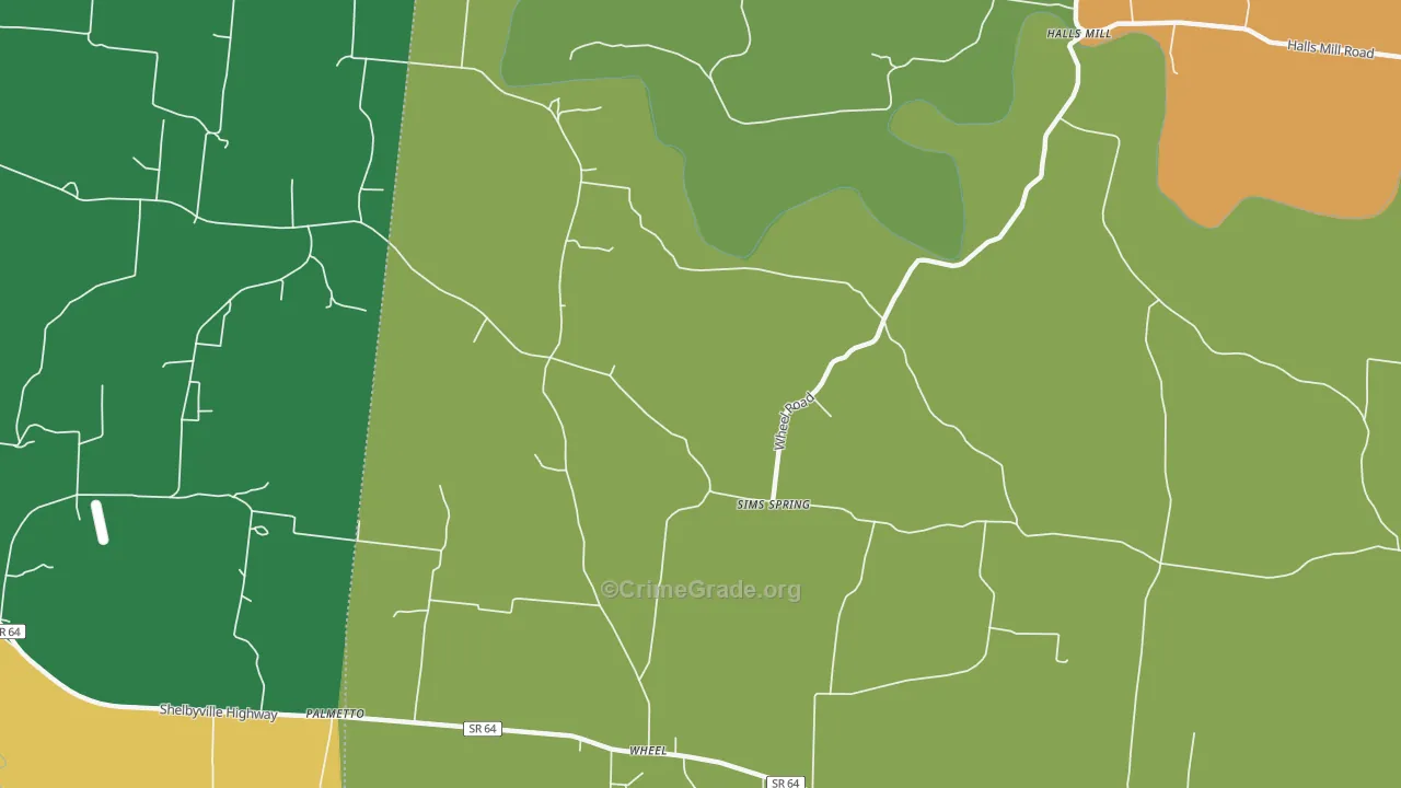 Sims Spring, TN Map of Vandalism Rates