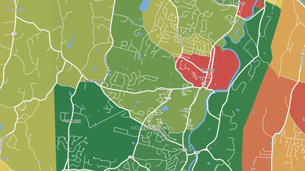 Simsbury, CT Map of Vandalism Rates