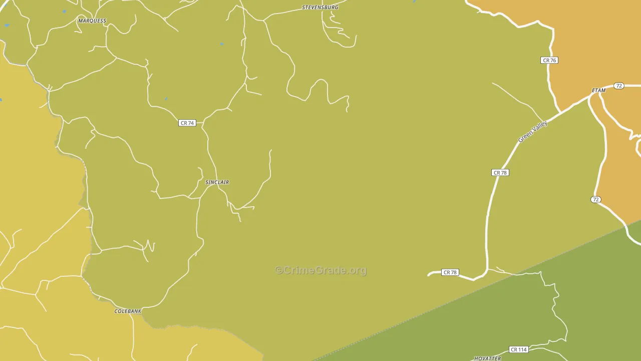Sinclair, WV Map of Vandalism Rates