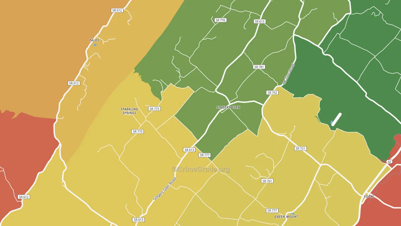 Singers Glen, VA Map of Vandalism Rates