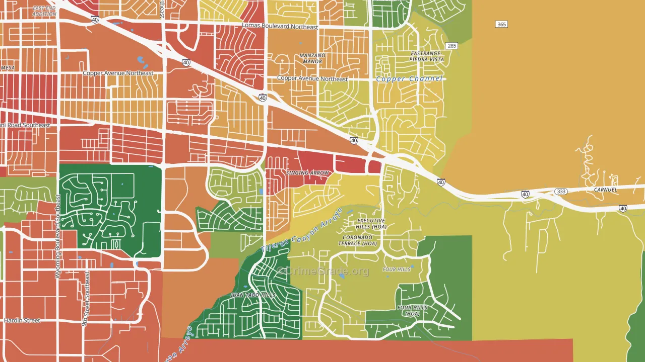 Singing Arrow, Albuquerque, NM Map of Vandalism Rates
