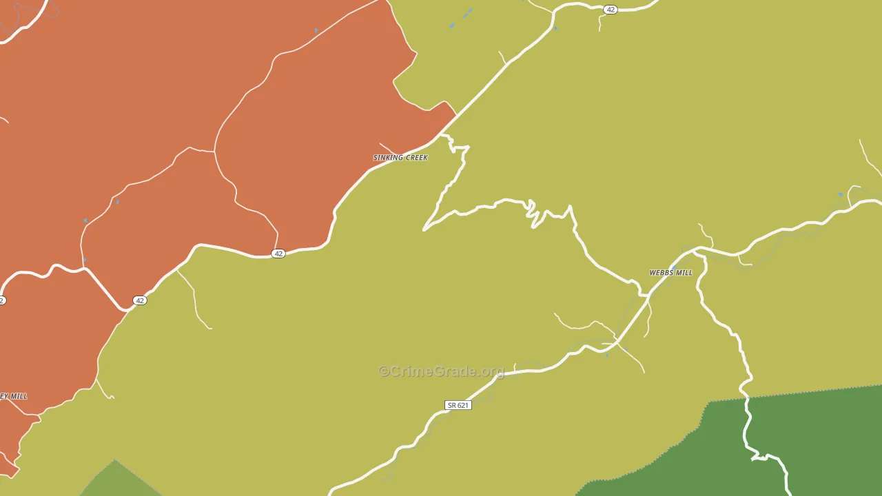 Sinking Creek, VA Map of Vandalism Rates