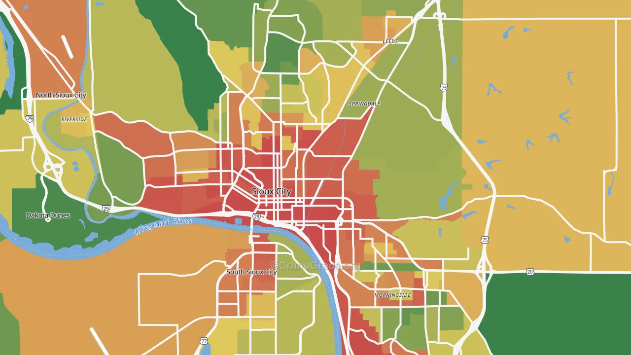 Sioux City, IA Map of Vandalism Rates