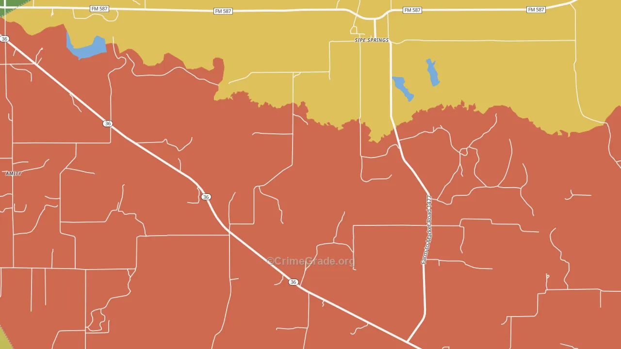 Sipe Springs, TX Map of Vandalism Rates
