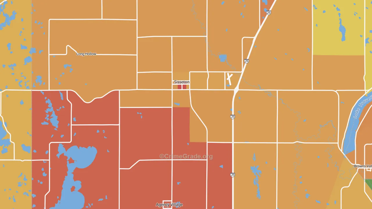 Sisseton, SD Map of Vandalism Rates