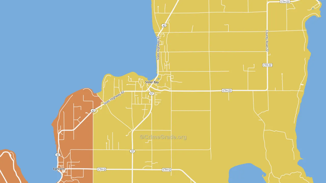 Sister Bay, WI Map of Vandalism Rates