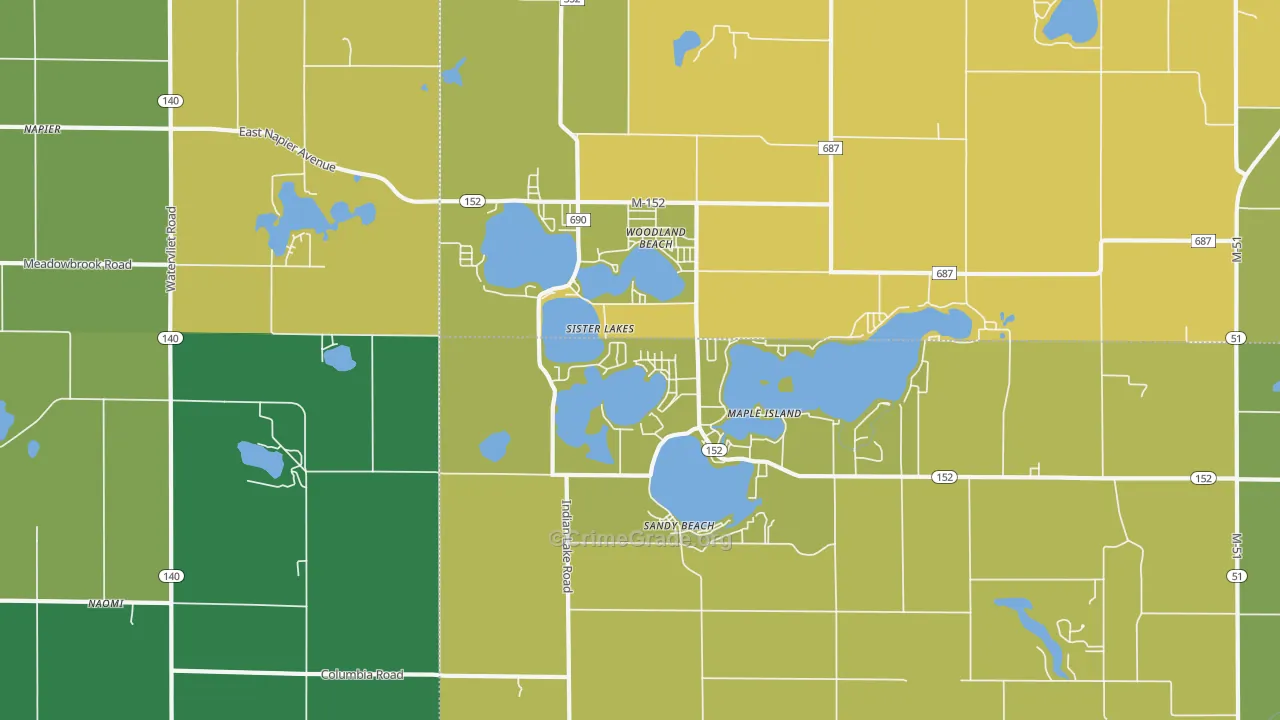 Sister Lakes, MI Map of Vandalism Rates