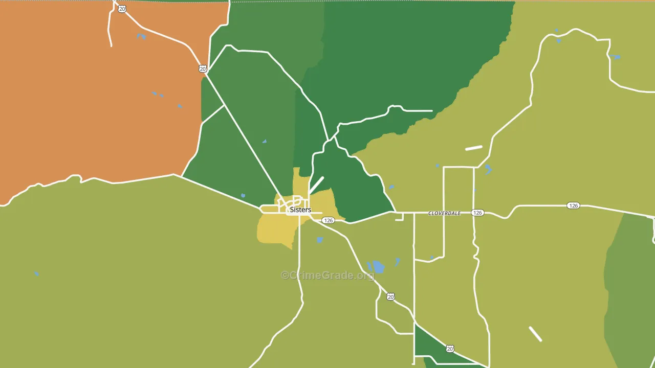 Sisters, OR Map of Vandalism Rates