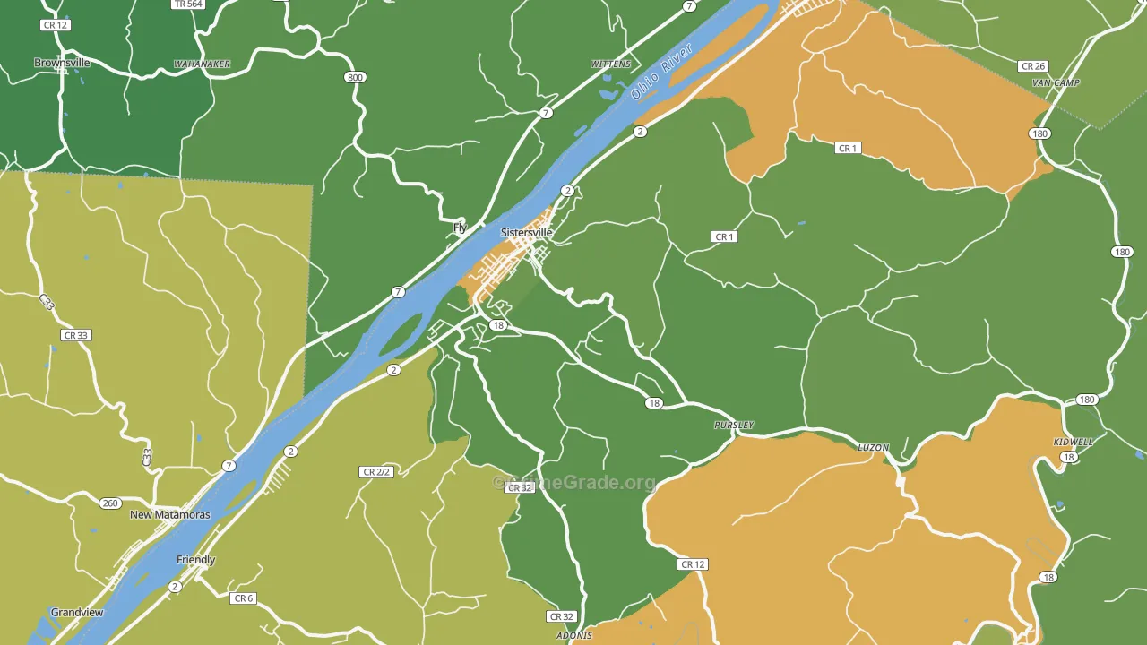 Sistersville, WV Map of Vandalism Rates
