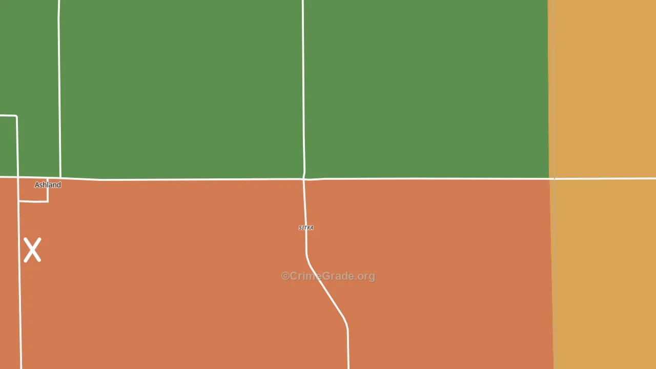 Sitka, KS Map of Vandalism Rates
