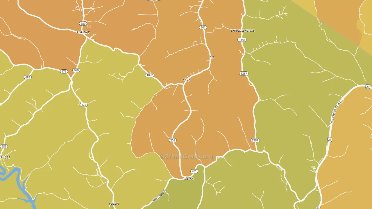 Sitka, KY Map of Vandalism Rates