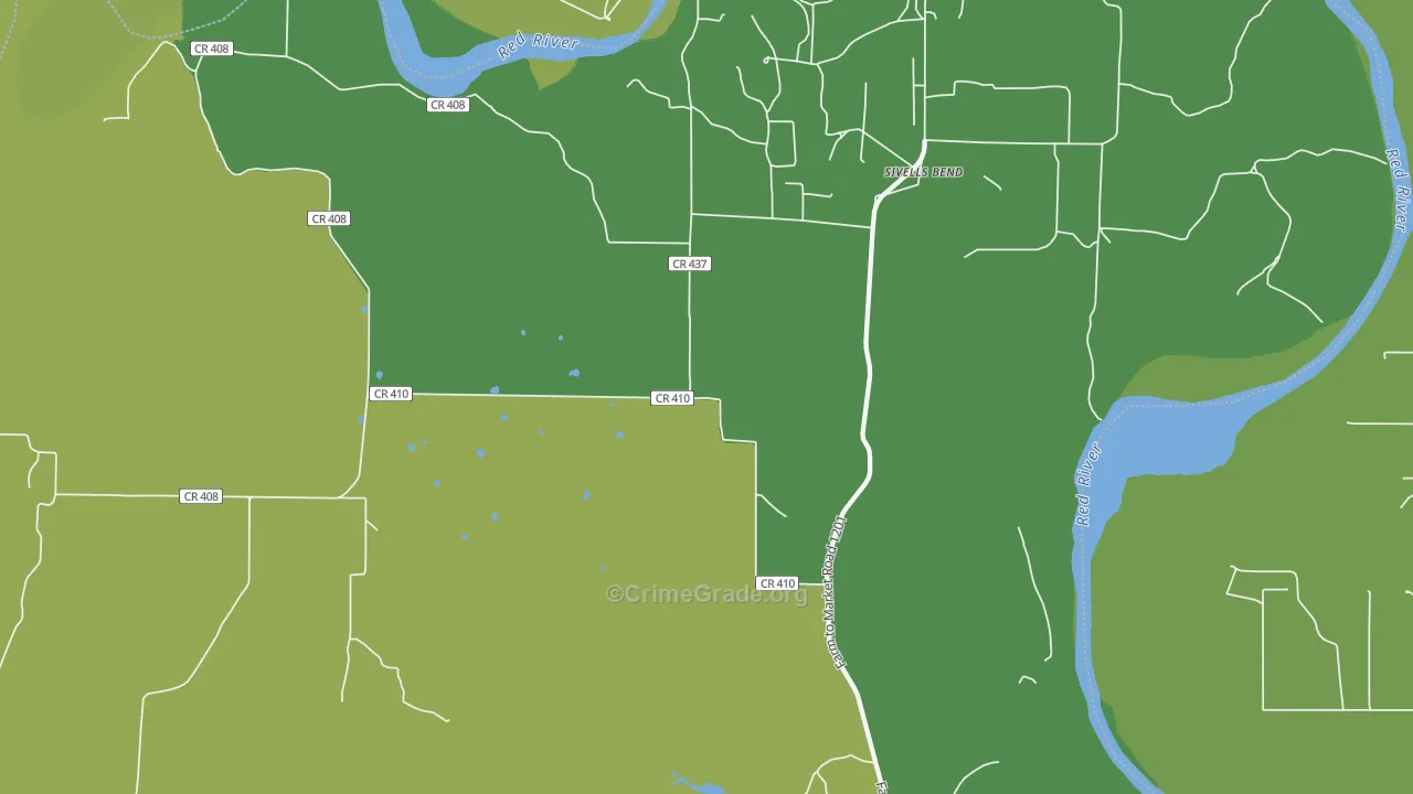 Sivells Bend, TX Map of Vandalism Rates