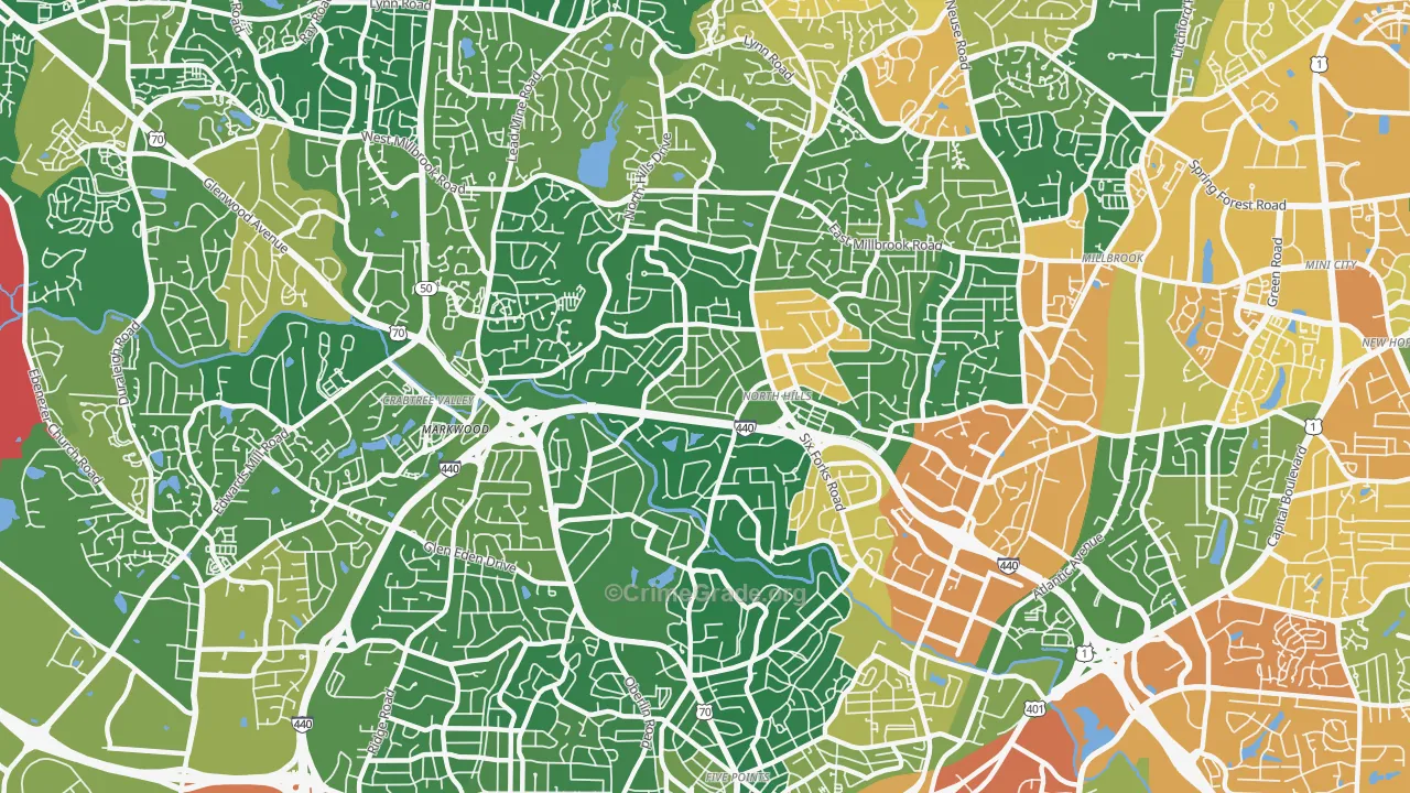 Six Forks, Raleigh, NC Map of Vandalism Rates