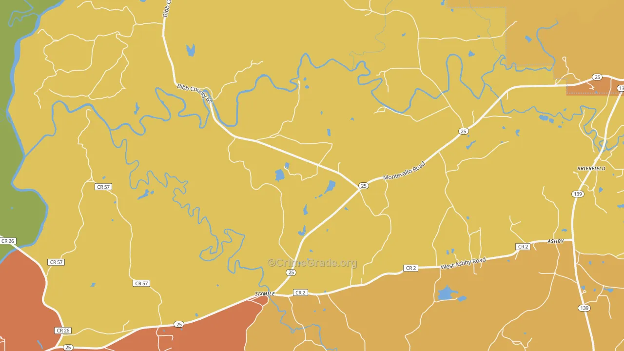 Six Mile, AL Map of Vandalism Rates