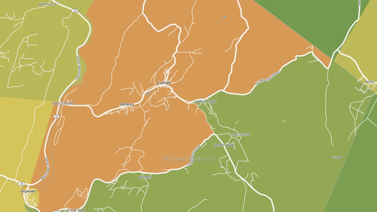 Six Mile Run, PA Map of Vandalism Rates