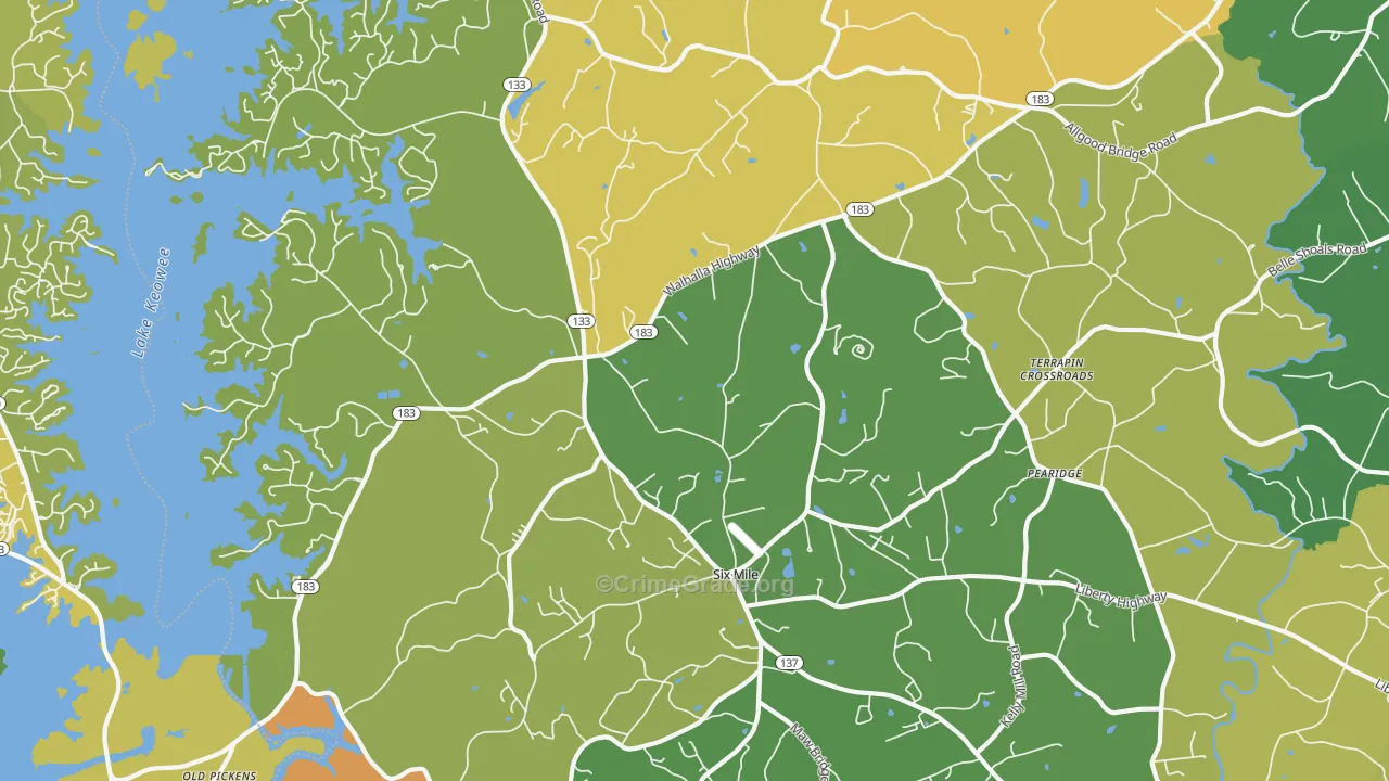 Six Mile, SC Map of Vandalism Rates