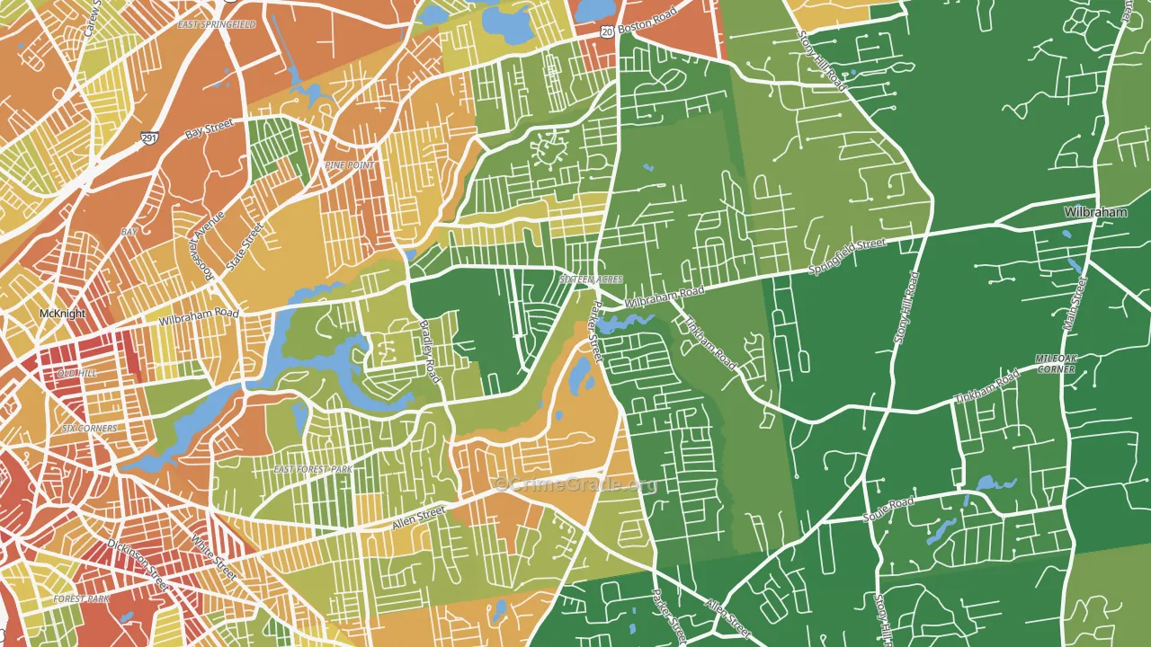 Sixteen Acres, Springfield, MA Map of Vandalism Rates