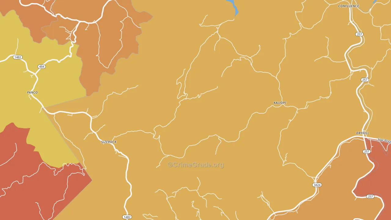 Sizerock, KY Map of Vandalism Rates