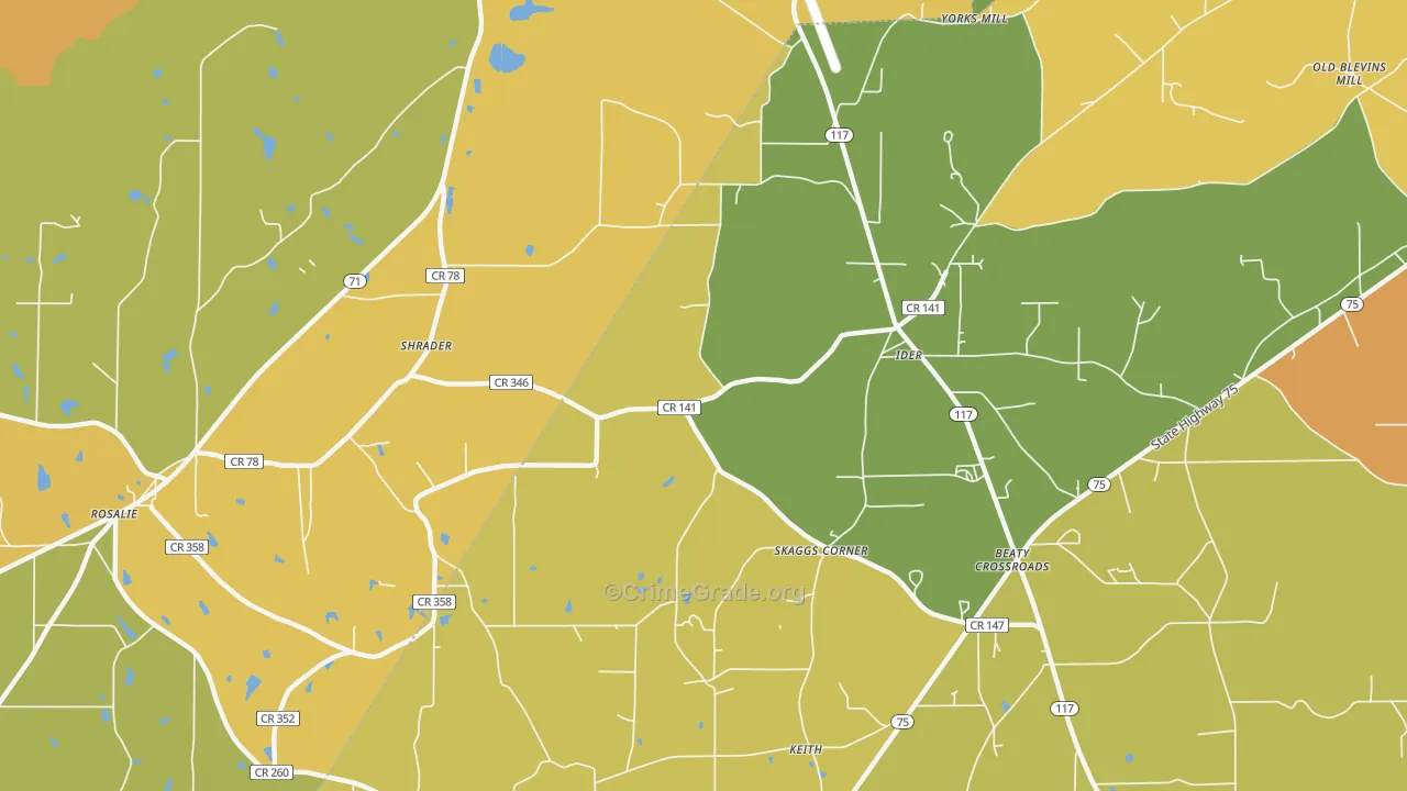 Skaggs Corner, AL Map of Vandalism Rates
