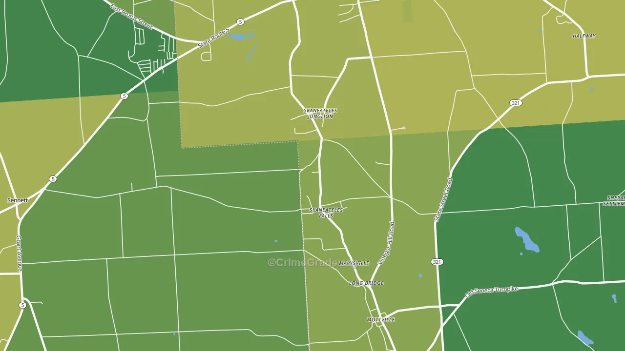 Skaneateles Falls, NY Map of Vandalism Rates