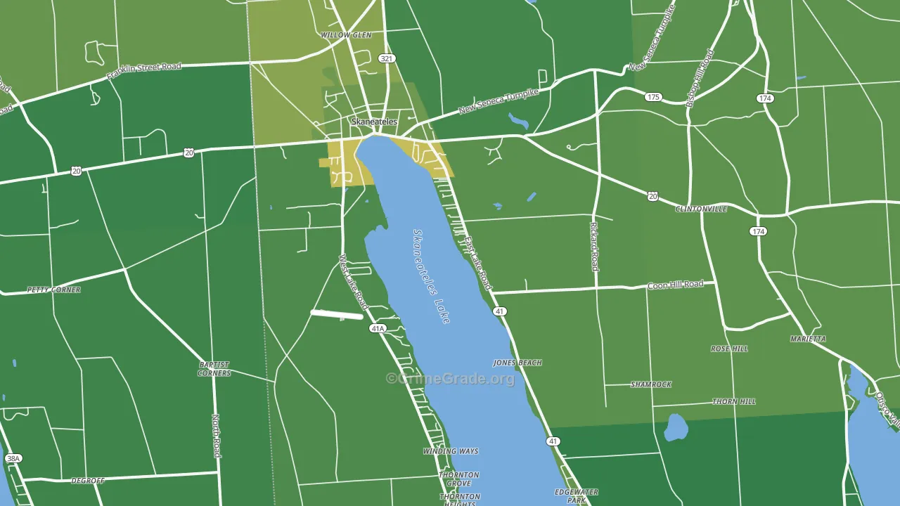 Skaneateles, NY Map of Vandalism Rates