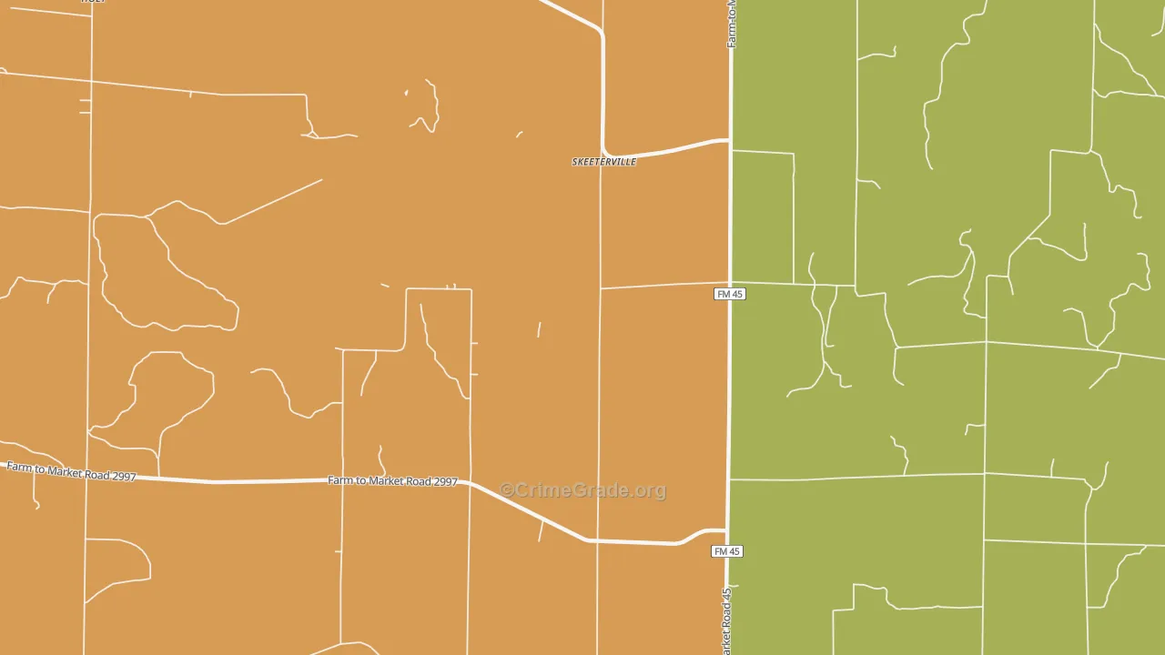 Skeeterville, TX Map of Vandalism Rates