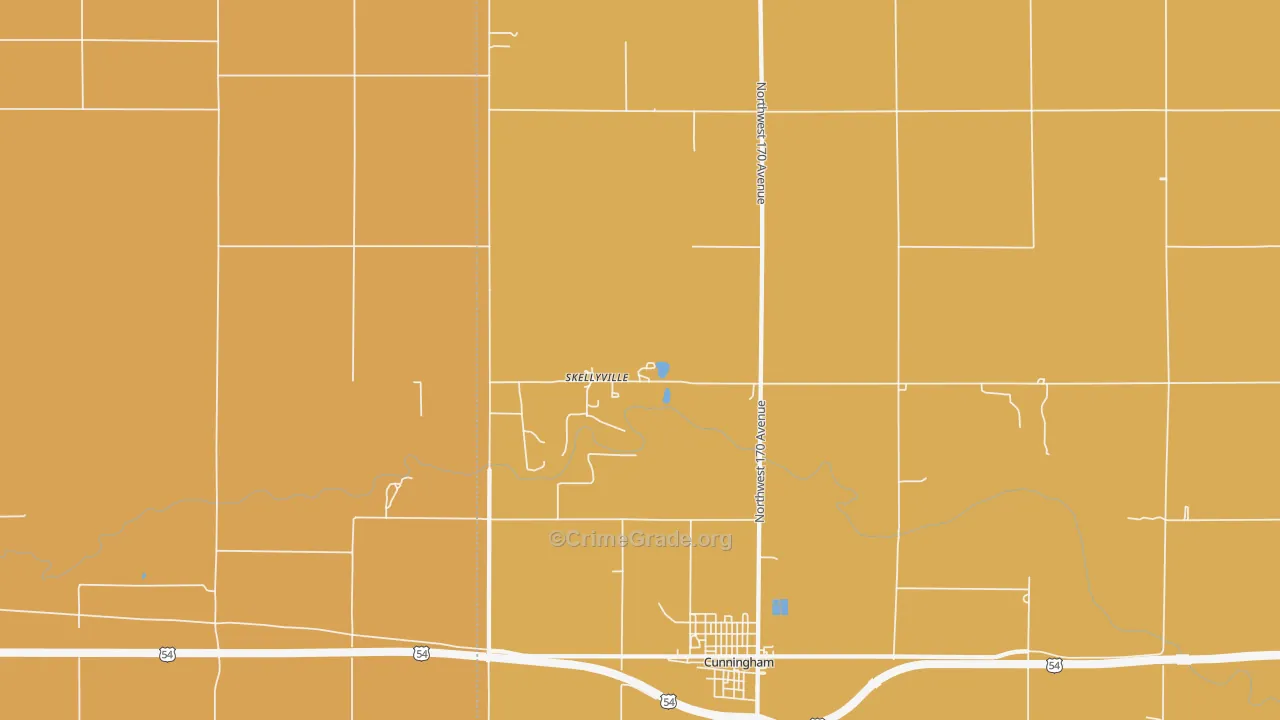 Skellyville, KS Map of Vandalism Rates