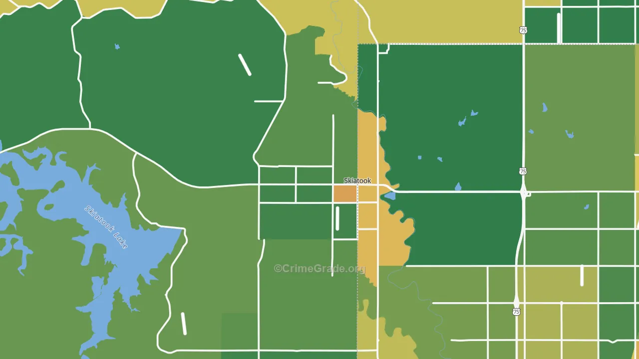 Skiatook, OK Map of Vandalism Rates