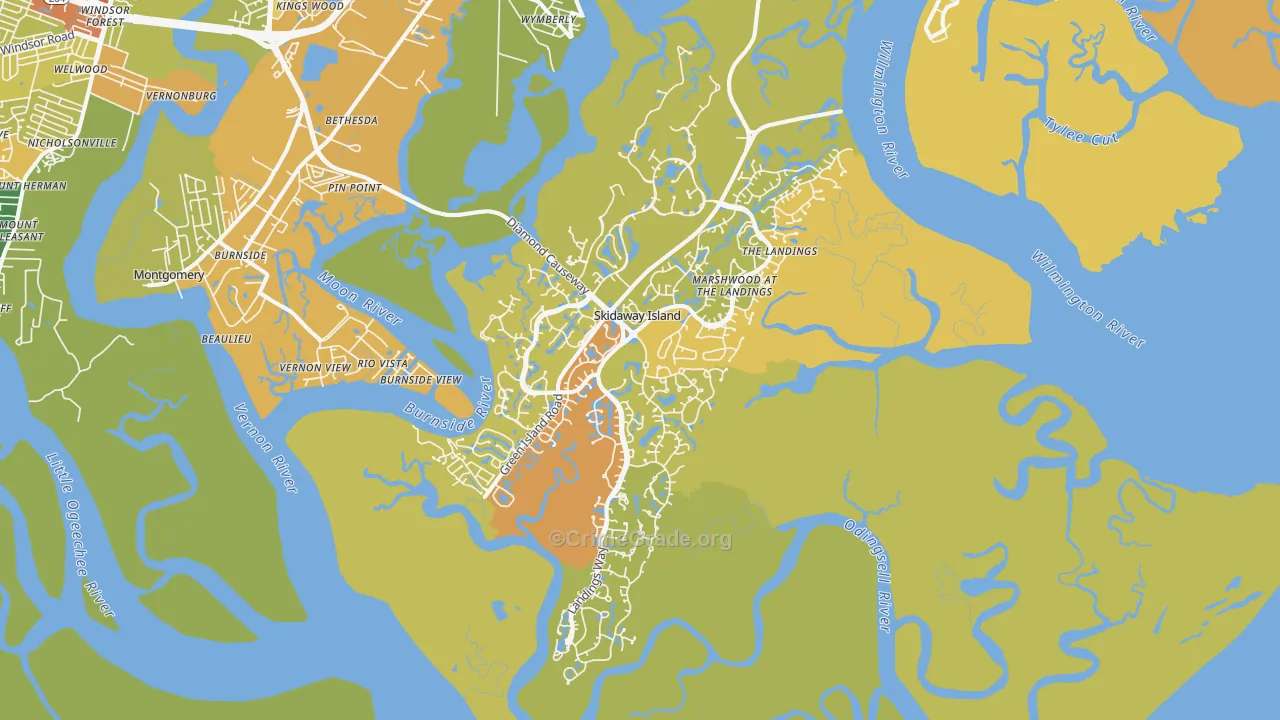 Skidaway Island, GA Map of Vandalism Rates