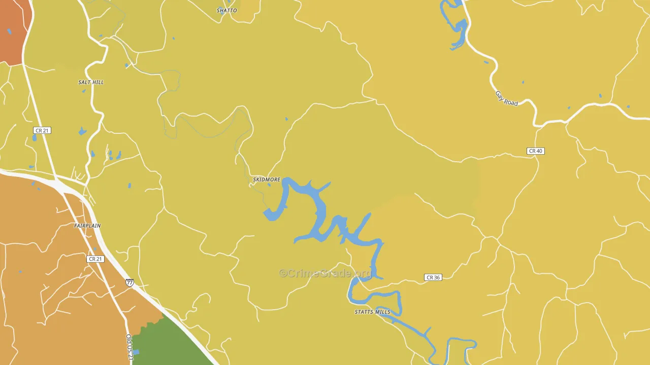 Skidmore, WV Map of Vandalism Rates