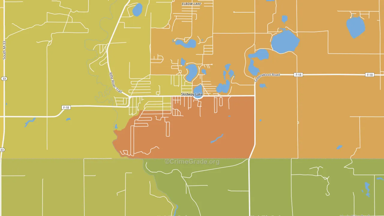 Skidway Lake, MI Map of Vandalism Rates