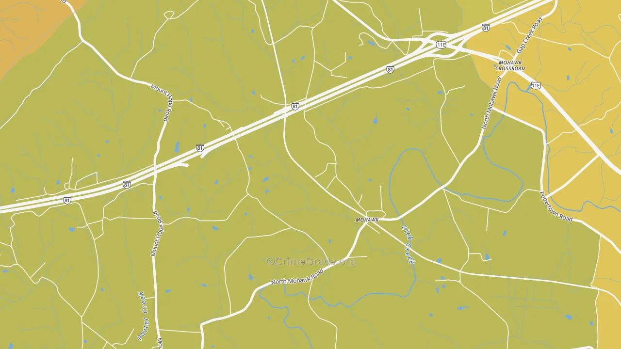 Skinner Crossroad, TN Map of Vandalism Rates