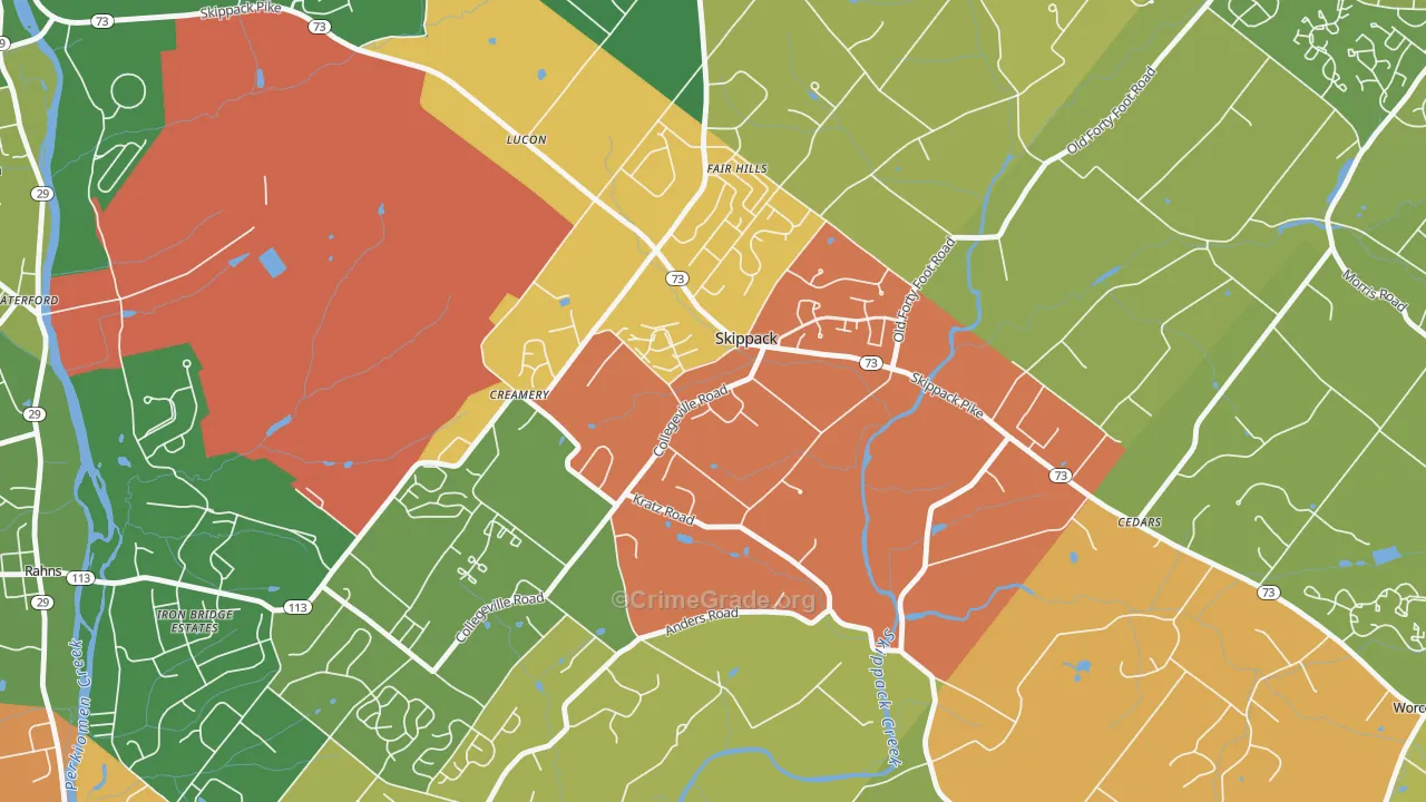 Skippack, PA Map of Vandalism Rates
