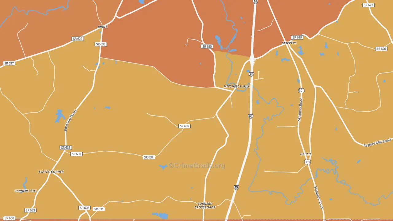 Skippers, VA Map of Vandalism Rates