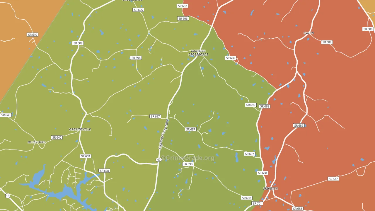 Skipwith, VA Map of Vandalism Rates