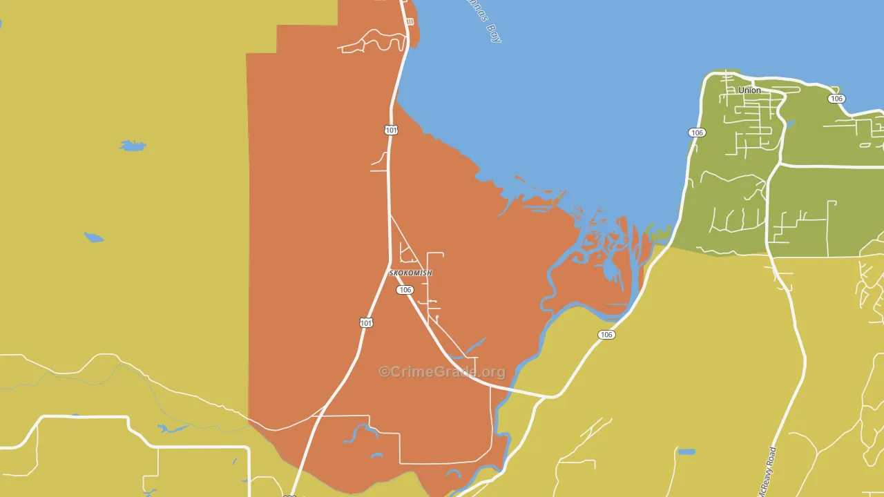 Skokomish, WA Map of Vandalism Rates