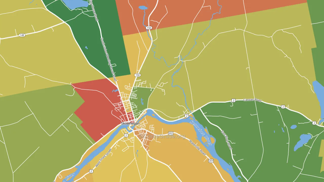 Skowhegan, ME Map of Vandalism Rates