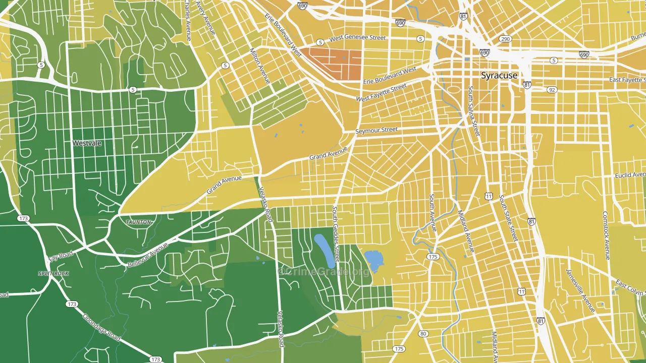 Skunk City, Syracuse, NY Map of Vandalism Rates