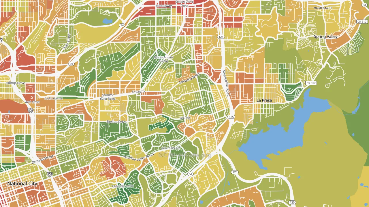 Sky Line, San Diego, CA Map of Vandalism Rates