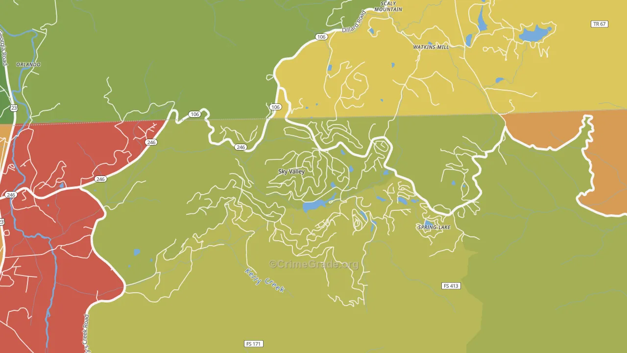 Sky Valley, GA Map of Vandalism Rates