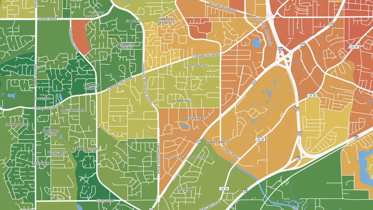 Skyland Park, Mobile, AL Map of Vandalism Rates