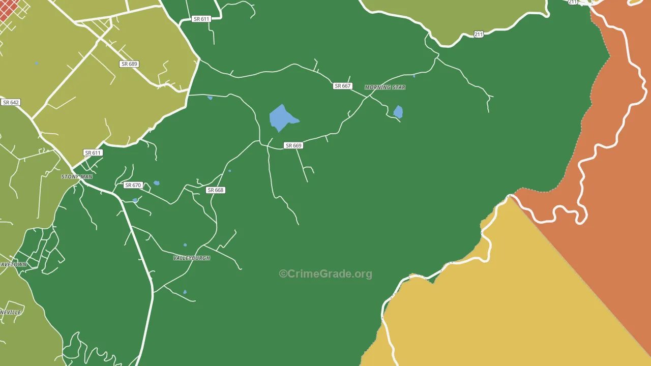 Skyland, VA Map of Vandalism Rates