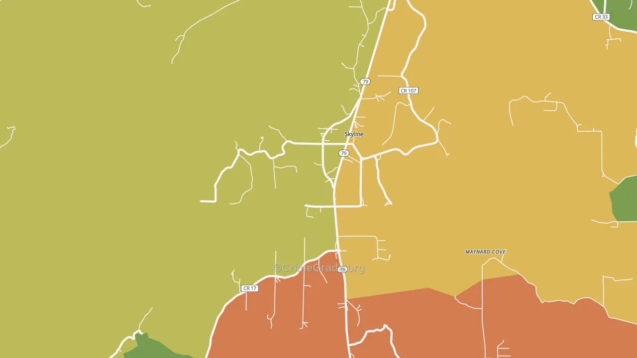 Skyline, AL Map of Vandalism Rates