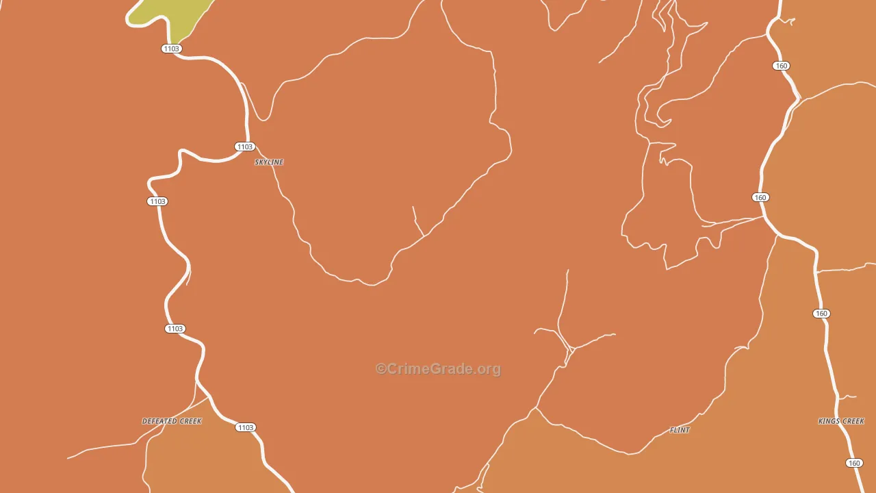 Skyline, KY Map of Vandalism Rates