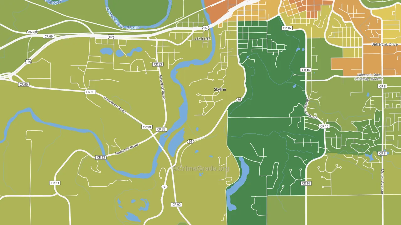 Skyline, MN Map of Vandalism Rates