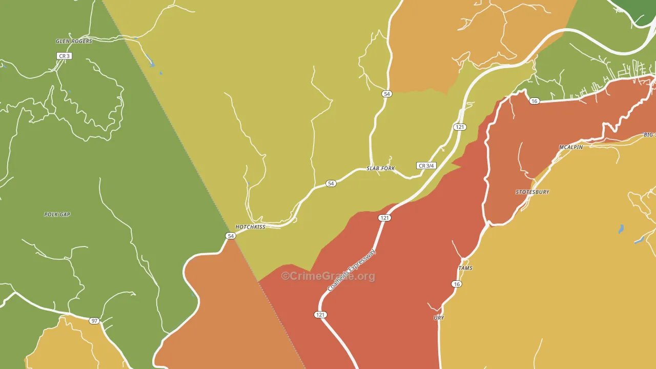 Slab Fork, WV Map of Vandalism Rates