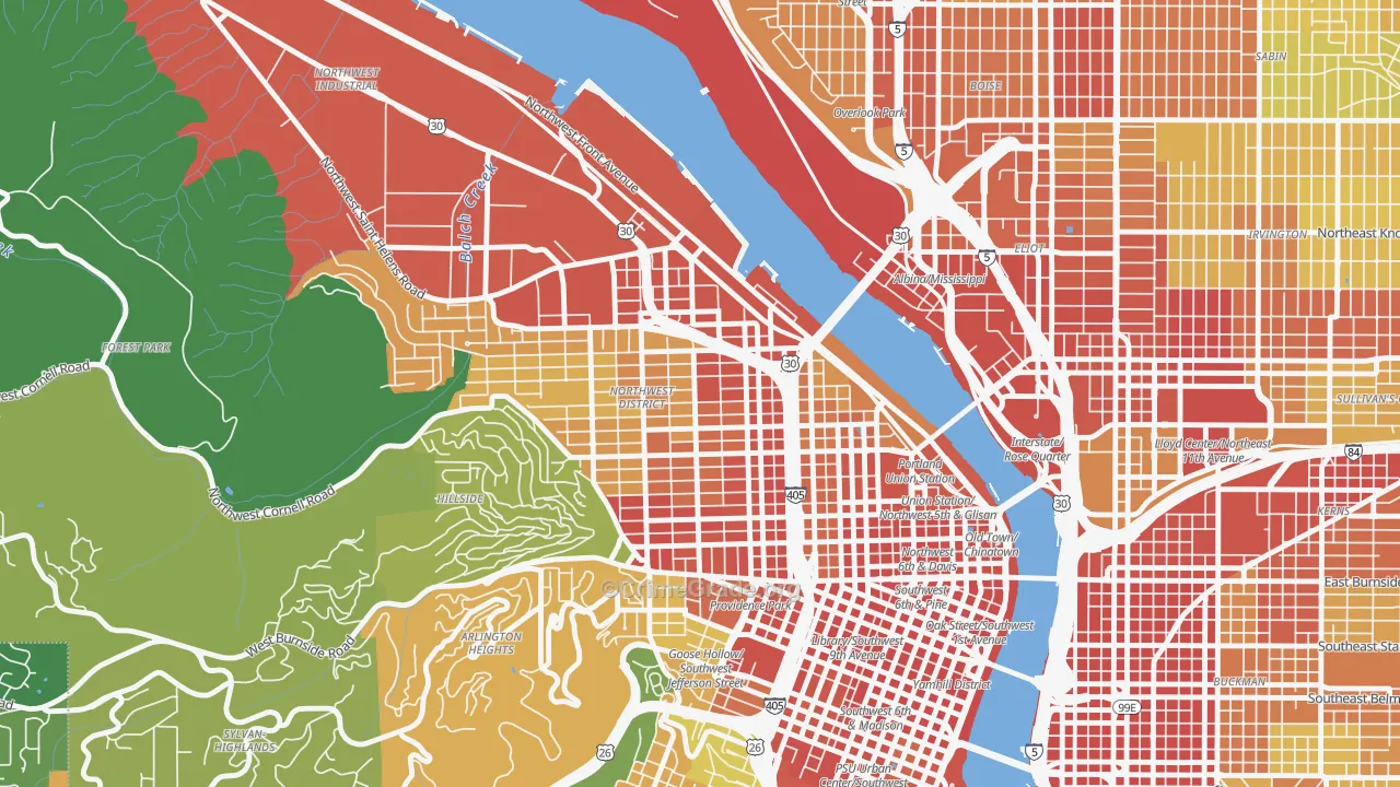 Slabtown, Portland, OR Map of Vandalism Rates