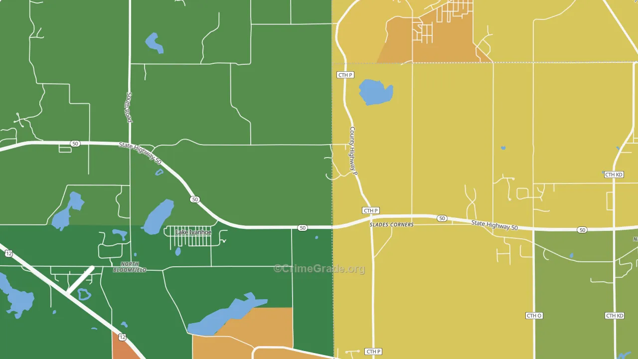 Slades Corner, WI Map of Vandalism Rates