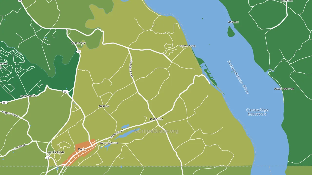 Slate Hill, PA Map of Vandalism Rates