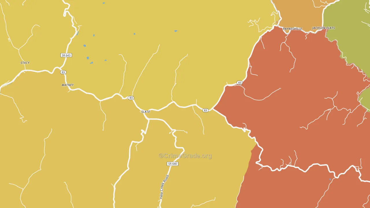 Slate, VA Map of Vandalism Rates